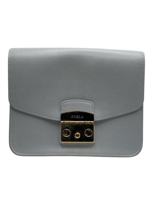 Furla Gray Leather Flap Push Clasp Crossbody Bag Gray / Small