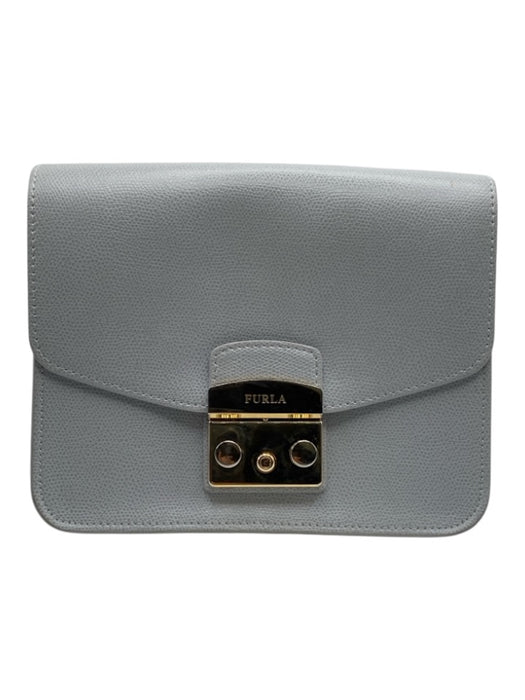 Furla Gray Leather Flap Push Clasp Crossbody Bag Gray / Small