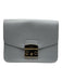 Furla Gray Leather Flap Push Clasp Crossbody Bag Gray / Small