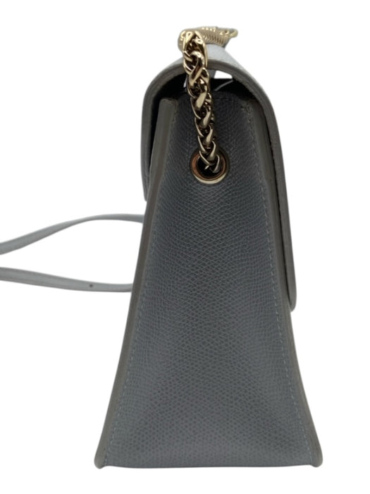 Furla Gray Leather Flap Push Clasp Crossbody Bag Gray / Small