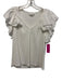 Pomander Place Size M White Rayon Ruffle Cap Sleeve Ribbed V Neck Top White / M