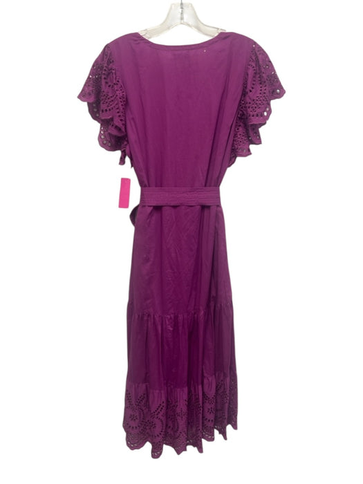 Rails Size M Purple Cotton Ruffle Cap Sleeve V Neck eyelet Midi Dress Purple / M