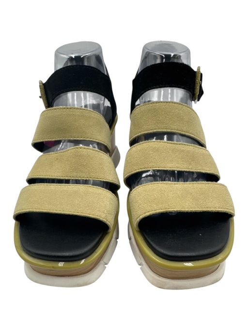 Sorel Shoe Size 9 Green & Black Leather & Wood Platform Strappy Sandals Green & Black / 9