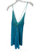 Ganni Size 36 Teal Sequin Spaghetti Strap Mini V Neck Dress Teal / 36