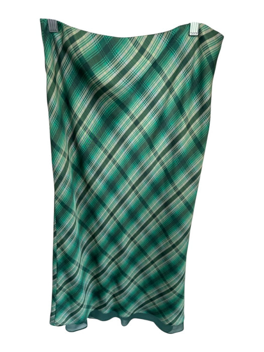 MNG Size L Green Multi Polyester Satin Plaid Maxi Lined Skirt Green Multi / L