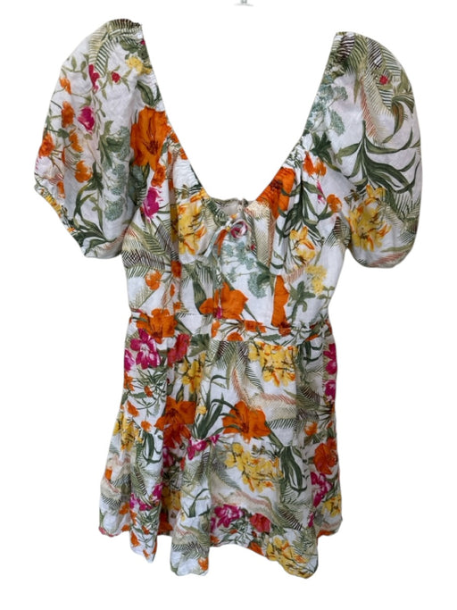 Chelsea & Violet Size M White & Multi Linen Blend Lined Flora & Fauna Dress White & Multi / M