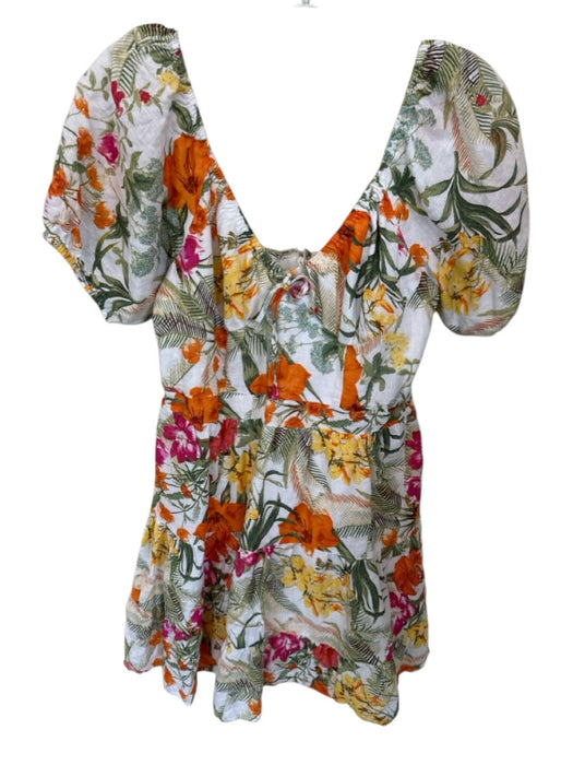 Chelsea & Violet Size M White & Multi Linen Blend Lined Flora & Fauna Dress White & Multi / M