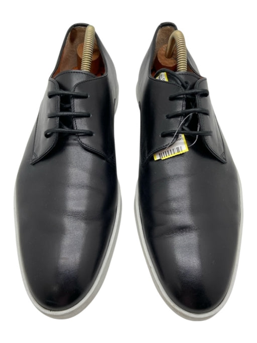 Santoni Shoe Size 9.5 AS IS Black Leather Solid Lace Up Men's Shoes 9.5