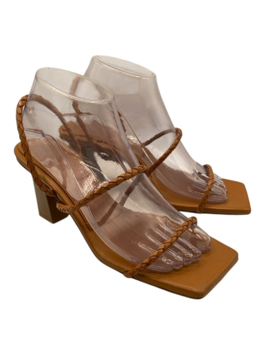 Dear Frances Shoe Size 39 Brown Leather Braided Strap Square Toe column Sandals Brown / 39