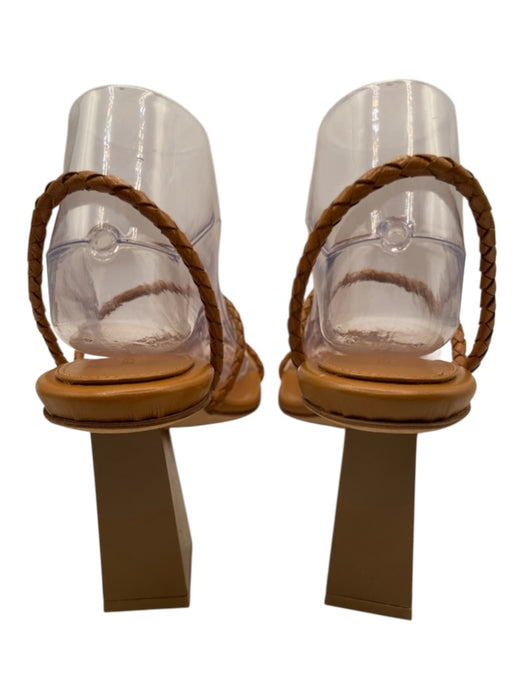 Dear Frances Shoe Size 39 Brown Leather Braided Strap Square Toe column Sandals Brown / 39