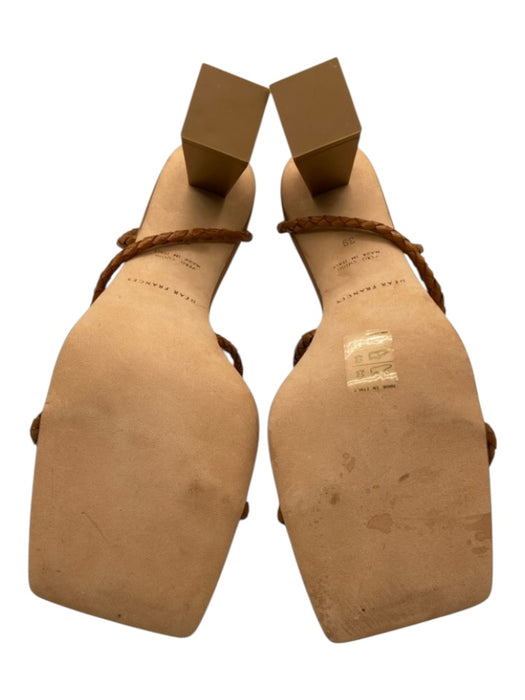 Dear Frances Shoe Size 39 Brown Leather Braided Strap Square Toe column Sandals Brown / 39