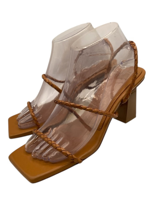 Dear Frances Shoe Size 39 Brown Leather Braided Strap Square Toe column Sandals Brown / 39