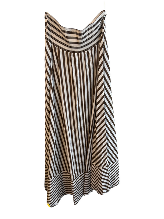 Petal + Pup Size Medium Brown & White Cotton Striped Strapless Maxi Dress Brown & White / Medium