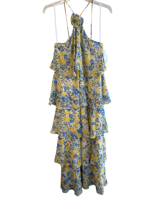 Vera Moda Size Medium Blue, Yellow & Green Polyester Floral lined Side Zip Dress Blue, Yellow & Green / Medium