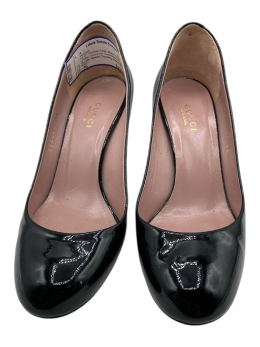 Gucci Shoe Size 36 Black Patent Leather round toe Guccissima Wedges Black / 36