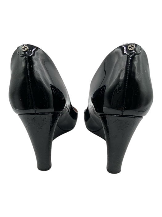 Gucci Shoe Size 36 Black Patent Leather round toe Guccissima Wedges Black / 36