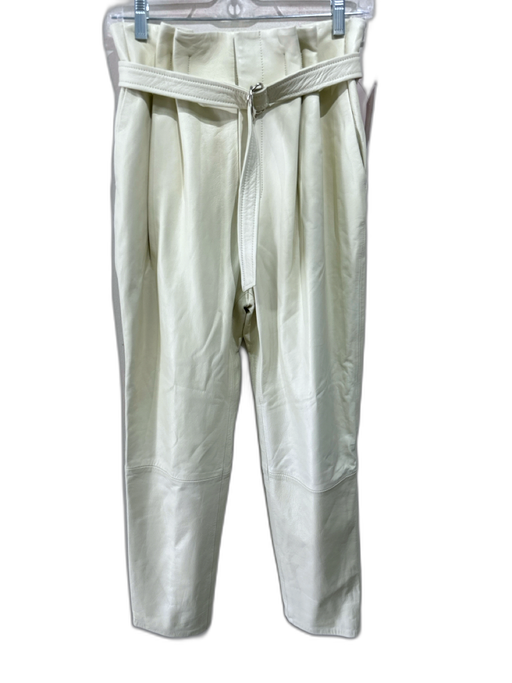 Lovers and Friends Size S Pale Green Leather Zip Fly Pleated Slim Straight Pants Pale Green / S