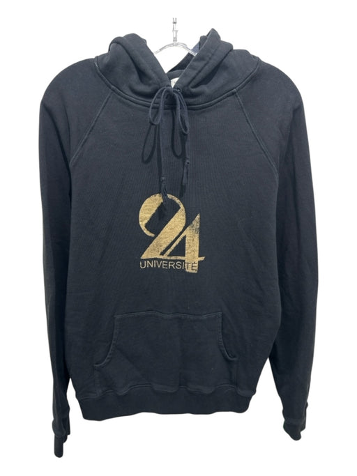 Saint Laurent Size XL Black & Gold Cotton Graphic Drawstring Hood Hoodie Sweater Black & Gold / XL