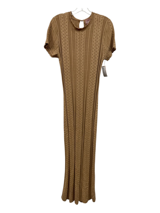 Show Me Your Mumu Size L Light Brown & Gold Viscose Blend Short Sleeve Dress Light Brown & Gold / L