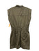 Pistola Size L Olive Green Cotton Short Sleeve Snap Up Elastic Waist Mini Dress Olive Green / L