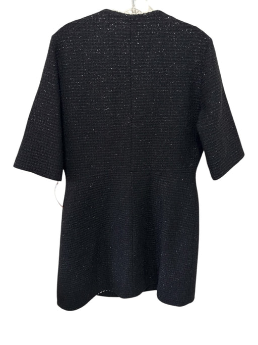 Maje Size 42 Black & White Cotton Tweed Snaps 4 Pocket Shimmer Dress Black & White / 42