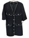 Maje Size 42 Black & White Cotton Tweed Snaps 4 Pocket Shimmer Dress Black & White / 42