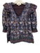 Sea New York Size M Purple, Blue, Green Cotton Short Puff Sleeve V Neck Top Purple, Blue, Green / M