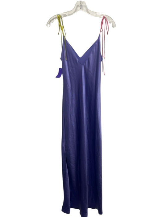 Dannijo Size L Purple, Pink, Yellow Silk Spaghetti Strap V Neck Slip Maxi Dress Purple, Pink, Yellow / L