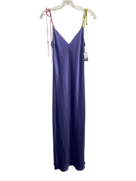 Dannijo Size L Purple, Pink, Yellow Silk Spaghetti Strap V Neck Slip Maxi Dress Purple, Pink, Yellow / L