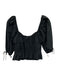 Staud Size M Black Cotton Short Puff Sleeve smocked Crop Top Black / M