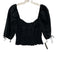 Staud Size M Black Cotton Short Puff Sleeve smocked Crop Top Black / M