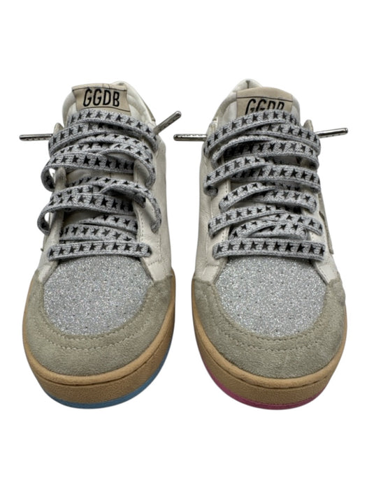 Golden Goose Shoe Size 2 White, Silver, Beige Leather Glitter Low Top Sneakers White, Silver, Beige / 2