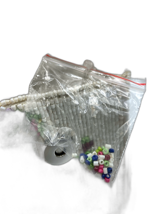 Staud White & Multi Beaded Flower Detail Snap Button Close Single Handle Bag White & Multi / S