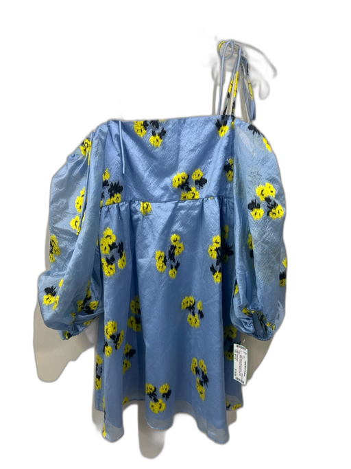 Tanya Taylor Size xs / 2 Blue, Yellow & Black Polyester Blend Tie Detail Dress Blue, Yellow & Black / xs / 2