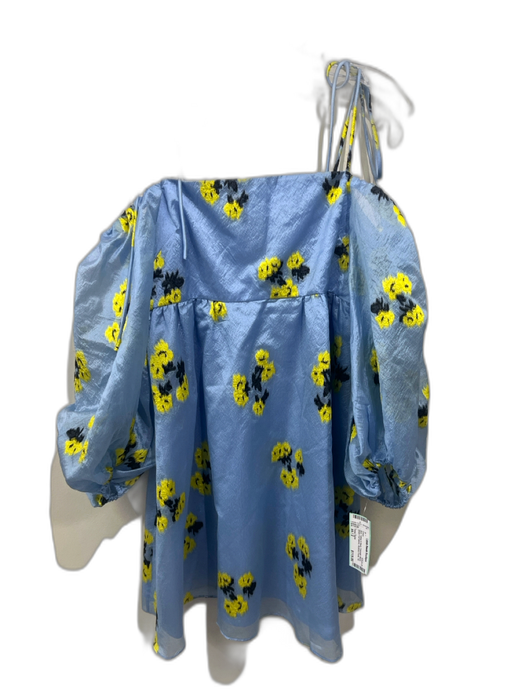 Tanya Taylor Size xs / 2 Blue, Yellow & Black Polyester Blend Tie Detail Dress Blue, Yellow & Black / xs / 2