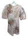 A.L.C. Size 10 Brown, Pink, White Cotton Short Bubble Sleeve Tie Dye Dress Brown, Pink, White / 10