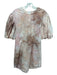 A.L.C. Size 10 Brown, Pink, White Cotton Short Bubble Sleeve Tie Dye Dress Brown, Pink, White / 10