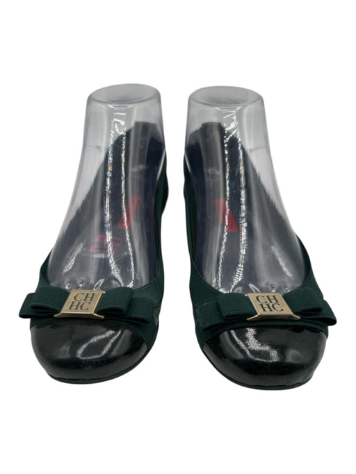 CH Carolina Herrera Shoe Size 36 Green Leather Elastic Loafer Logo ballet Flats Green / 36