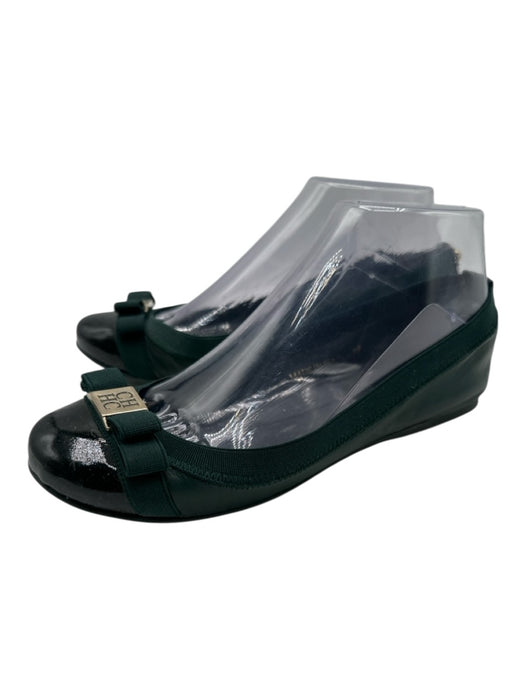 CH Carolina Herrera Shoe Size 36 Green Leather Elastic Loafer Logo ballet Flats Green / 36
