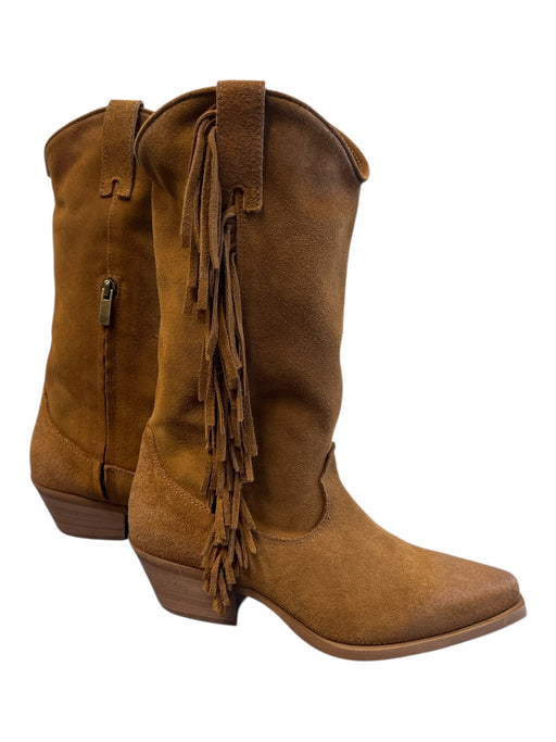 Sundance Shoe Size 39 Brown Leather Suede Mid Calf Fringe Western Boots Brown / 39
