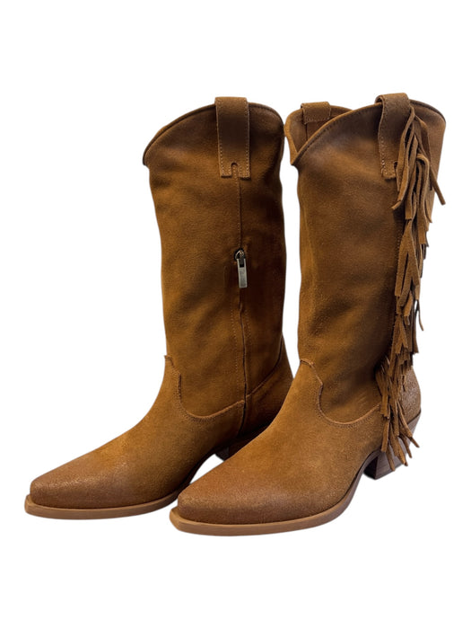 Sundance Shoe Size 39 Brown Leather Suede Mid Calf Fringe Western Boots Brown / 39