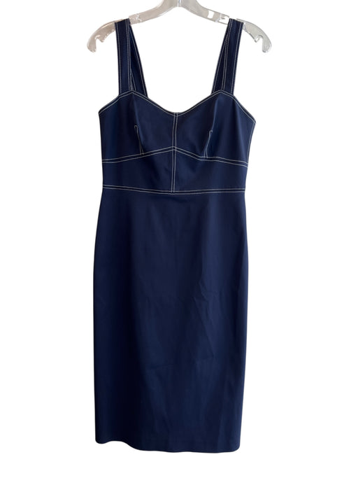 J Crew Size 6 Navy Acetate Blend Sleeveless Back Zip Stitch detail Dress Navy / 6