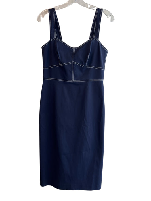 J Crew Size 6 Navy Acetate Blend Sleeveless Back Zip Stitch detail Dress Navy / 6