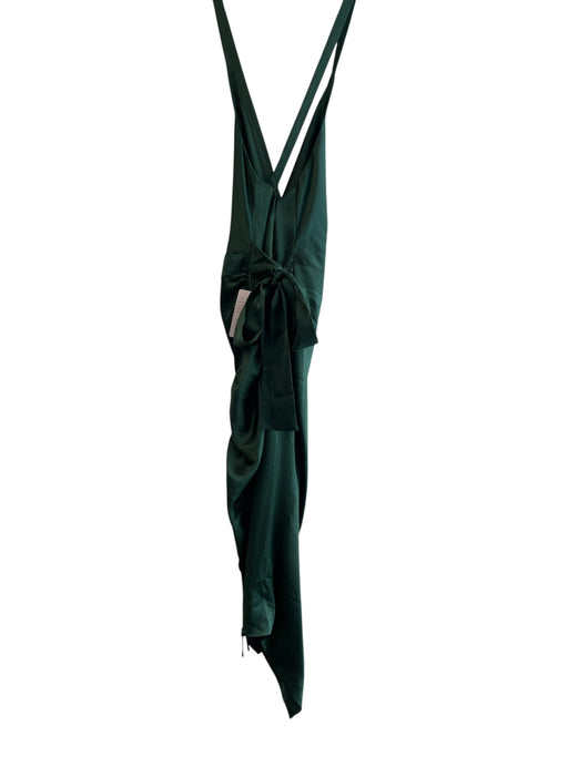 Lavish Alice Size 8 Green Polyester Blend Cowl Neck Tie Back Asymetric Hem Dress Green / 8