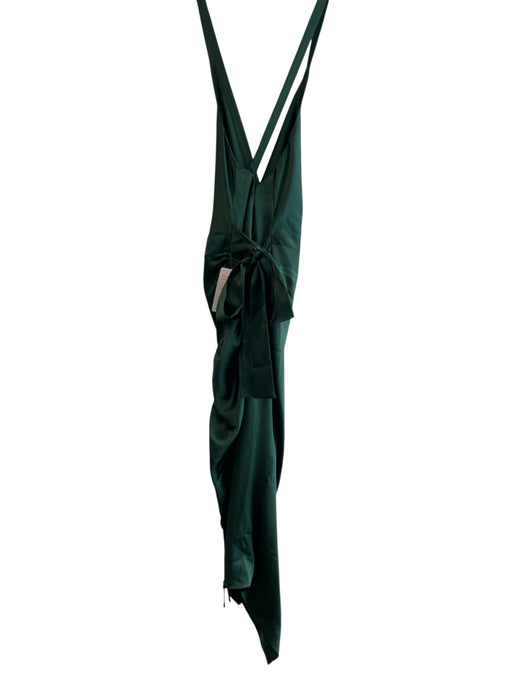 Lavish Alice Size 8 Green Polyester Blend Cowl Neck Tie Back Asymetric Hem Dress Green / 8