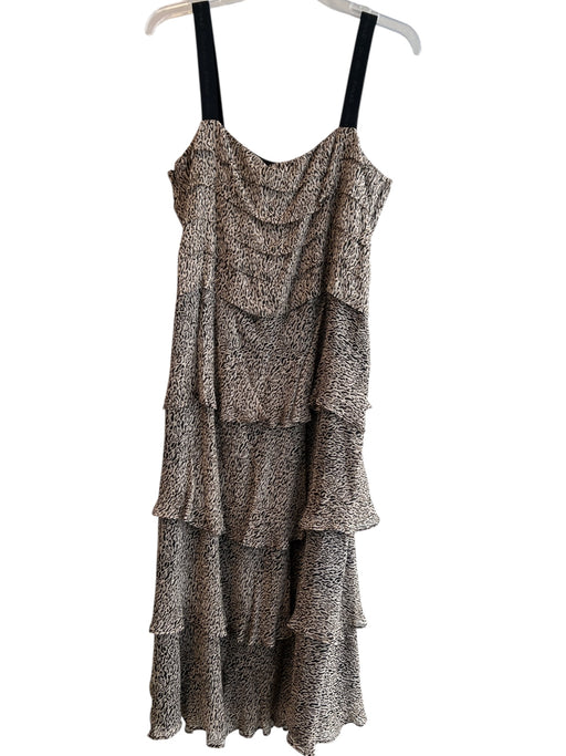 Pinko Size 46 Leopard Print Polyester Tiered Sleeveless Logo Maxi Dress Leopard Print / 46