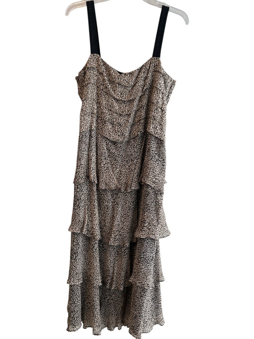 Pinko Size 46 Leopard Print Polyester Tiered Sleeveless Logo Maxi Dress Leopard Print / 46