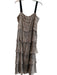 Pinko Size 46 Leopard Print Polyester Tiered Sleeveless Logo Maxi Dress Leopard Print / 46