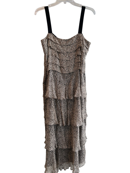 Pinko Size 46 Leopard Print Polyester Tiered Sleeveless Logo Maxi Dress Leopard Print / 46