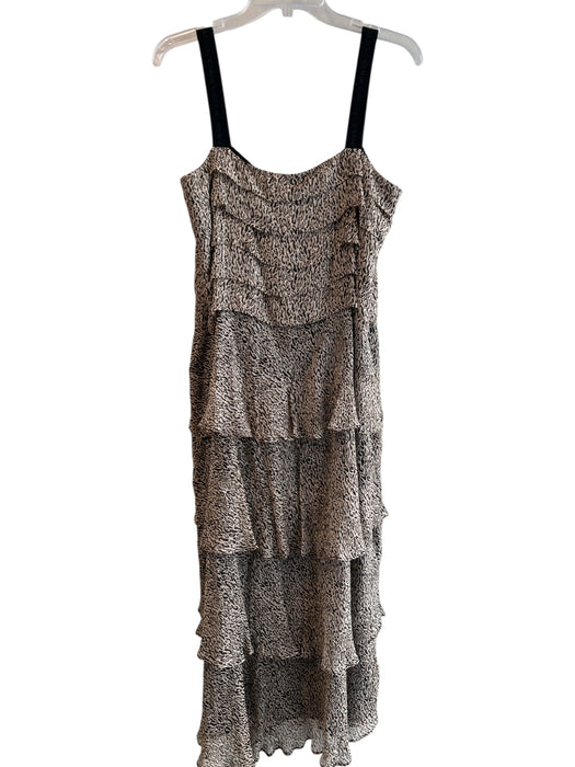 Pinko Size 46 Leopard Print Polyester Tiered Sleeveless Logo Maxi Dress Leopard Print / 46
